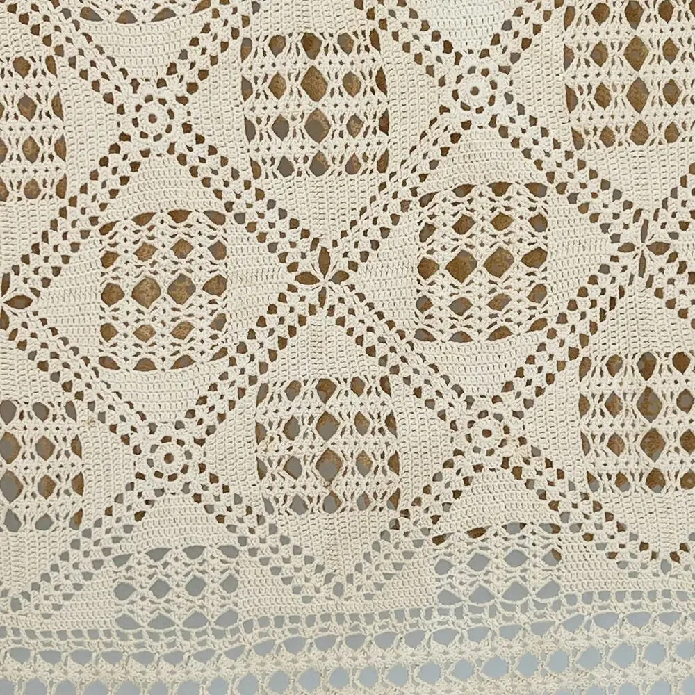 Antique Handmade Crochet Table Cloth 48